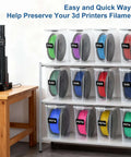 Pro Grade Airtight Filament Dry Box Set 6 Pack 4.0L Storage Bins With Desiccant Bags And Labels in use with filament spools