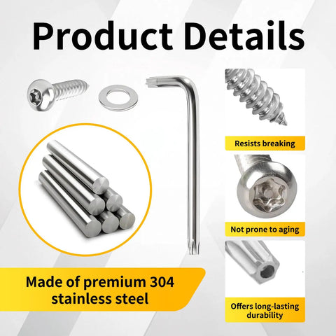 Lock Down Your Rig With Premium Tamper Proof Anti Theft License Plate Screws And Tail Light Bolts For Ford F150 F250 F350 F450 Raptor Solid Security Hardware Kit Included, 304 stainless steel bolts and tools.