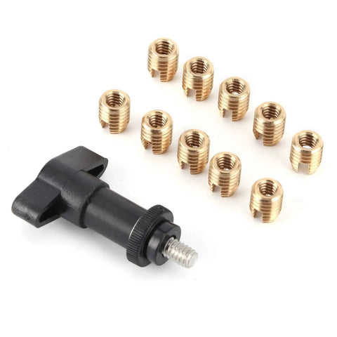 Bike Fairing Repair Kit With Brass Self Tap Inserts And T Handle Tool For Batwing Style Touring Bikes 1996 2017 Easy DIY Fix For Loose Or Broken Mounts, 10 brass inserts and black T-handle tool