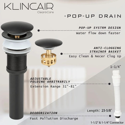 Vessel Sink Set With Tempered Glass Round 16.5 Inch Above Counter Basin Clear Finish Modern Hand Painted Pattern With Dope Sleek Matte Black Waterfall Faucet Pop Up Drain Included Premium Deco Glass Design showing pop-up drain system components.