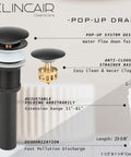 Artistic Tempered Glass Vessel Sink Set With Above Counter Design Round Modern Bowl Matte Black Waterfall Faucet And Pop Up Drain Oval Silver Finish Hand Painted Pattern For A Bold Contemporary Bathroom pop-up drain features and measurements