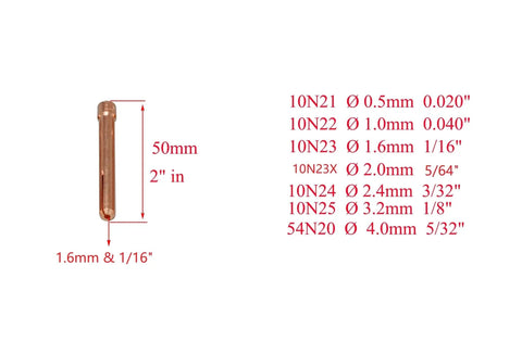 High Performance Kick Ass TIG Gas Lens Collet Bodies Kit Jumbo Alumina 1.6mm 1/16 inch collet for precision welding.