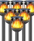 Solar Tiki Torches With Flickering Flame Outdoor Solar Lights Waterproof Auto On Off Solar Powered Decorative Lighting.