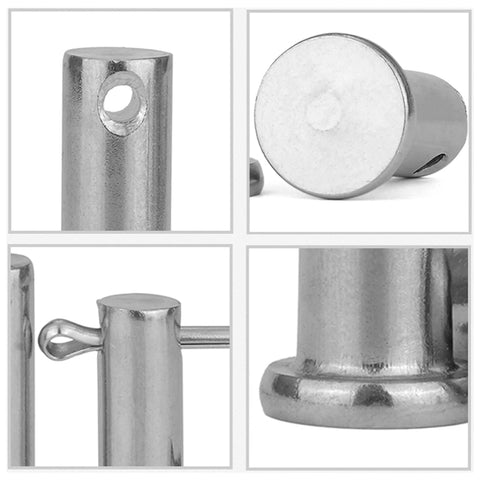 Close-up of Multi Hole Eye Pins And Clevis Pins Kit, Adjustable Length, Heavy Duty Tempered Carbon Steel With Zinc Coating, M6 Size.