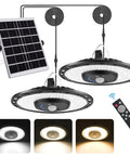 Heavy Hitter Solar Powered Shed Lights With Switch And Motion Sensor 3000 Lumen Indoor Outdoor Pendant Lamp with solar panel and remote control.