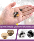 Premium Bronze Screw Back Rivets Stud Set With 32 Round Caps To Deck Out Handbags Belts And Totes Killer Leather Crafting Supplies in hand.
