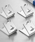 Heavy Duty Stainless Steel Freezer Shelf Clips Set on metal surface, showing support hooks and brackets for secure shelving.