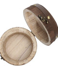 Top Shelf Wood Coffee Canister With Secure Tight Seal Keeps Your Favorite Stash Fresh Smooth Wide Mouth Jar For Quick Access with open lid.
