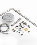 Brushed Nickel Retrofit Shower System With 9 Inch Rain Shower Head Drill Free Install Tool Free Retrofit No Tile Damage Connects