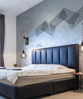 Bedroom with Two Pack Plug In Farmhouse Wall Sconces Set With Industrial Wheel Cage Shade In Black, 13ft Hemp Rope Cord.