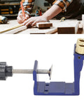 Carpenter using Pocket Hole Jig Kit For Woodworking Handy And Durable Mini Aluminum Alloy Guides For DIY Projects on wooden planks