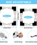 Universal Washer Dryer Stacking Kit For 24 To 29 Inch Machines Adjustable design with measurements and ratchet strap details
