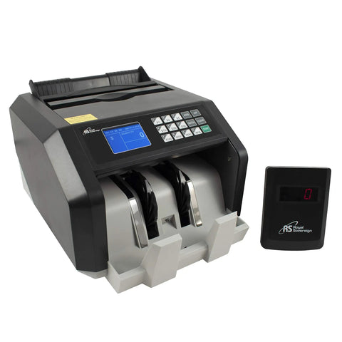 Black and silver High Speed Money Counting Machine With UV MG And IR Counterfeit Detection Value Counting And 3 Phase Security Scan
