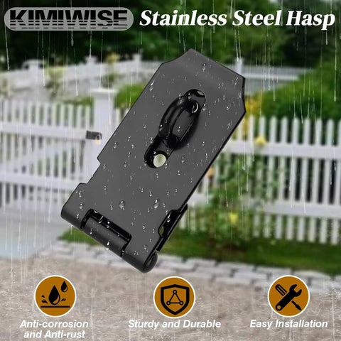 Badass Stainless Steel Hasp Latch Built Different For Heavy Duty Padlock Security On Gates Sheds Barns And Home Doors 3 Inch Matte Black in rain
