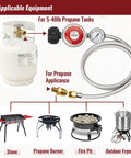CALPOSE 5ft stainless steel braided propane regulator hose with gauge; 0–30 PSI, for turkey fryer, burner, fire pit, forge.