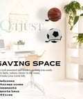 Heavy Duty 4 Pack Wall Mount Ball Rack Set Universal Metal Storage Holder For Basketball Football Volleyball Soccer Space Saving Black Racks Rust Resistant Holds Up To 30 Lbs Each Easy Mounting Screws Included