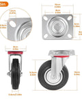 Heavy Duty Caster Wheels 4 Pack With 360 Degree Swivel And Foot Brake Lock Smooth Rolling Workhorse Furniture Wheels dimensions