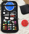 Go Ready 67 Piece Sewing Kit With Threads Needles Scissors And More For Travel Home And College in black zip case