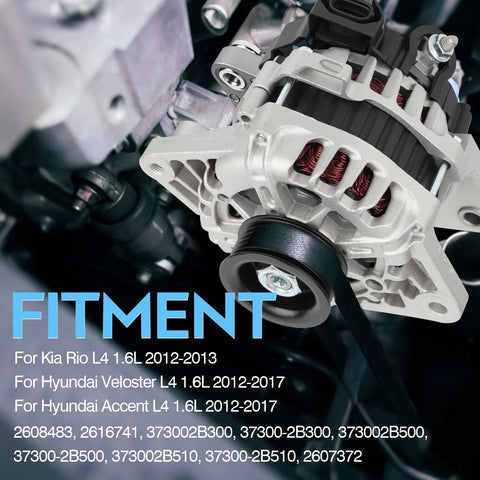 High Output 90 Amp Alternator Replacement For 1.6L Hyundai Accent 2012 2013 2014 2015 2016 2017 Veloster 2012 2017 And Kia Rio 2012 2013