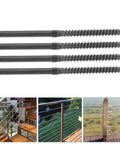 Four Pack Premium Stainless Steel Cable Railing Hardware Kit Featuring Threaded Wire Rope Terminals And Heavy Duty Locking Cable Tensioners designed for deck projects with screws.