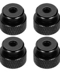 Knurled Thumb Nuts Set M3 12mm Outer Diameter 10mm Height Aluminum 6061 Anodized Bright Black Hand Screws, top view, set of four