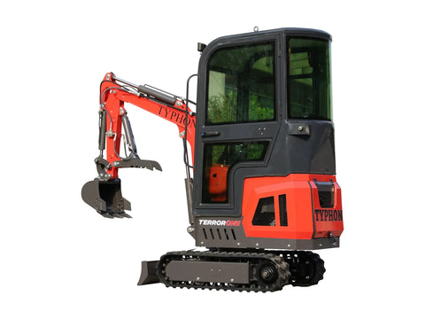 Compact 1.1 Ton Mini Excavator With Enclosed Cab And Hydraulic Thumb Attachment Built Like A Tank For Tight Job Sites Featuring 13.5 Horsepower Engine And Hydraulic Oil Cooler Handles Landscaping Work Without Breaking A Sweat