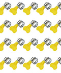 Pack of 20 stainless steel adjustable hose clamps with yellow handles for 10-16mm hoses, used in home brewing, plumbing, and automotive.