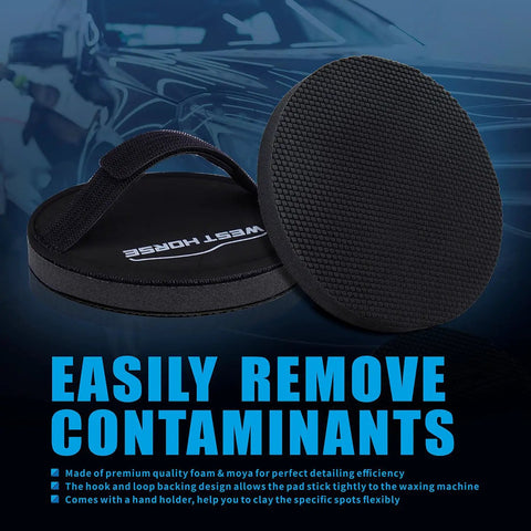 6 Inch Clay Pad For Auto Detailing With Velcro Backing Disc Compatible With DA Polisher Clay Bar Pad Disc Includes Hand Strap Applicator