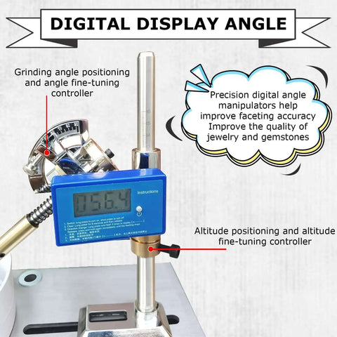 Digital display angle feature of Professional Grade Lapidary Faceting Machine For Jade Crystal And Agate Stone Work.
