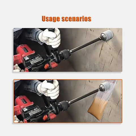 Rock Solid Concrete Hole Saw Kit 11 Piece Set Featuring Sds Plus Shank and Tungsten Carbide Tips in action, cutting through cement wall.