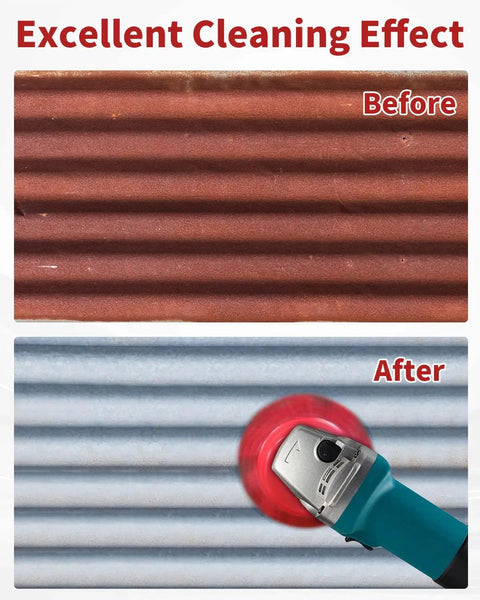 Before and after cleaning effect using 4 Inch Nylon Cup Brush For Angle Grinder And Drill With 5/8-11 Threaded Arbor Heavy Duty Abrasive Wheel