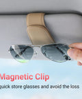 Nifty Beige Sunglass Holder For Car Sun Visor That Snaps Right On, securely holding sunglasses on visor.