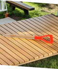 Garden Fork Replacement Handle With Ergonomic Wooden D Shaped Grip For Spading Shovels on wooden deck