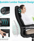 Profile view of Big And Tall Office Chair 500 Lb Capacity Heavy Duty Desk Chair focusing on adjustable lumbar support feature.