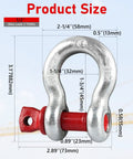 3 Piece Set Of One Half Inch D Ring Shackles Crafted From Tough As Nails Galvanized Steel Clevis Hardware featuring size dimensions and weight capacity.