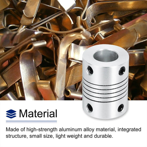 5Mm To 10Mm Aluminum Beefy Shaft Coupling Flexible Coupler material close-up in a pile of metal, highlighting durability and material.