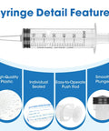 60mL Large Plastic Syringe 3 Pack With Adapter For Liquid Transfer Airtight Smooth Plunger Individually Wrapped Details
