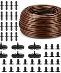328 Foot Quarter Inch Drip Irrigation Tubing Kit With Six Inch Emitter Spacing, Includes Six Three Way Connectors, Twenty Couplings