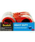 Heavy Duty Shipping Packing Tape With Dispensers, 4 Roll Clear Pack, 1.88 In x 54.6 Yd Each, shown in retail packaging