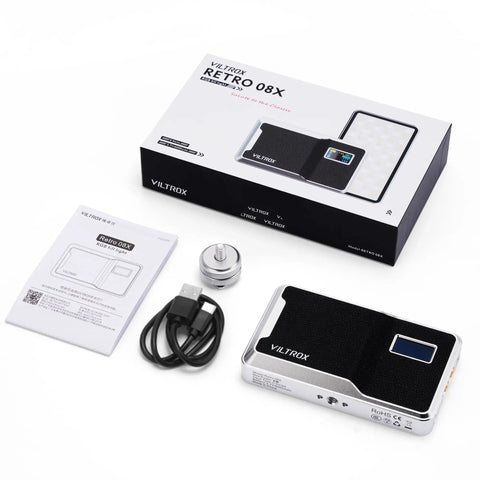 On Camera RGB LED Light With 6000mAh Battery, App Control Via Bluetooth, All Metal Portable Video Lighting Panel, Retro 08X
