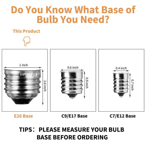 Diagram showing E26 base for Vintage Clear Glass Edison Bulbs With Warm Filament 11W E26 Base 2200K Warm White Style Replacement Bulbs.