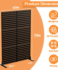 Heavy Duty Metal Privacy Screen 72 Inch High By 47.2 Inch Wide With Stand, black louvered panel, outdoor privacy feature