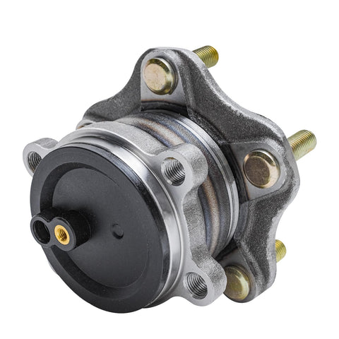 Side view of a Pair Rear Wheel Bearing And Hub Assembly For Mazda 3 2014 2015 2016 2017 2018 3 Sport Mexico Built Models 5 Lug With ABS Sensor Cap Flange Rear Left And Right showing 5-lug configuration and ABS sensor cap.