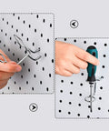 12 Piece Screwdriver Organizer Set With Double Ring Tool Holders For Pegboard Hooks shown in use with screwdriver attached