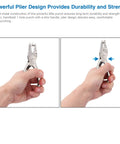 Hand holding Tiny One Eighth Inch Circle Hole Paper Punch, compact handheld metal puncher for tags with anti rust construction and grippy handle.