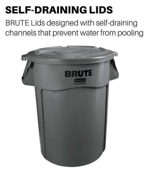 Heavy Duty 32 Gallon Trash Can Dome Lid With Self Draining Channels Gray Snap Lock Secure Fit Easy To Clean Seamless Construction Durable