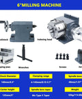 6 Inch 3 Jaw Chuck Milling Machine Indexing Head with Vertical Horizontal Indexing Plate Rotary Table Set Including Tailstock.