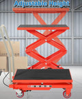 Premium Garvee Double Scissor Hydraulic Lift Table Cart with adjustable height, red color, showcasing sturdy steel construction.