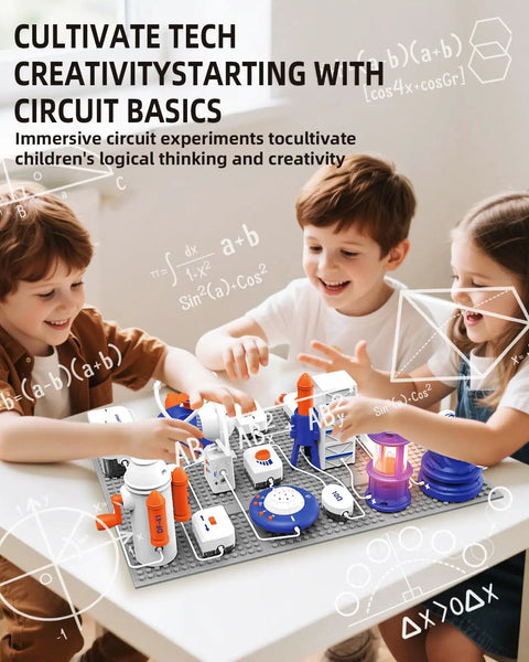 Kids using Awesome Electronics Lab Kit For Curious Kids With 66 DIY Circuit Parts 1200 Plus Projects Hands On STEM Toy