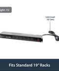 Rack Mount PDU Power Strip With 16 Outlets For 1U Network Server Racks Surge Protected 120V 15A in steel housing